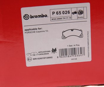 12 749 р. Колодки тормозные передние (4шт.) BREMBO Porsche Cayenne 958 (2010-2014)  с доставкой в г. Тольятти. Увеличить фотографию 4