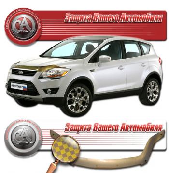 2 499 р. Дефлектор капота CA-Plastic  Ford Kuga  1 (2008-2013) (серия Шелкография золото)  с доставкой в г. Тольятти. Увеличить фотографию 2