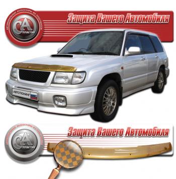 2 199 р. Дефлектор капота CA-Plastiс  Subaru Forester  SF (1997-2000) дорестайлинг (серия Шелкография медь)  с доставкой в г. Тольятти. Увеличить фотографию 2