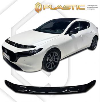 2 049 р. Дефлектор капота CA-Plastic  Mazda 3/Axela  BP (2019-2025) хэтчбэк (серия Classic черный)  с доставкой в г. Тольятти. Увеличить фотографию 2