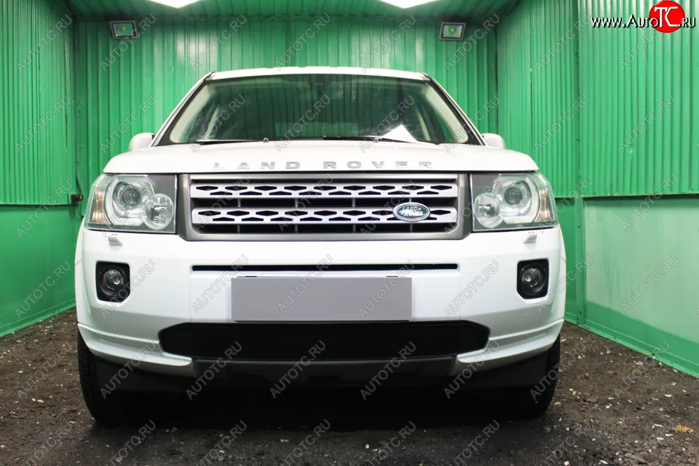 3 899 р. Защитная сетка в бампер (низ, ячейка 3х7 мм) Alfeco Стандарт Land Rover Freelander L359 1-ый рестайлинг (2010-2012) (Чёрная)  с доставкой в г. Тольятти