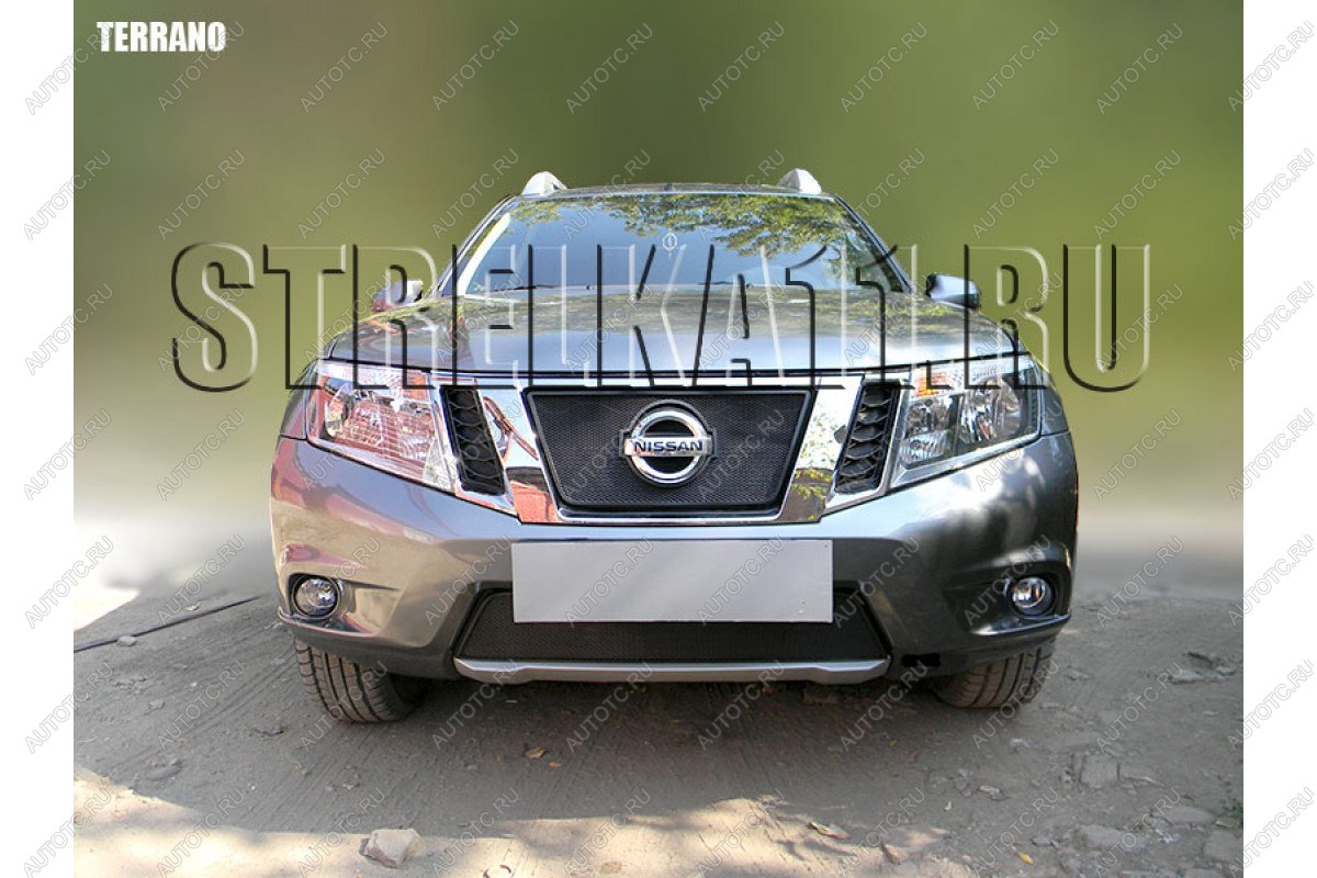 3 779 р. Защита радиатора (низ) Стрелка11 Стандарт Nissan Terrano D10 дорестайлинг (2013-2016) (черная)  с доставкой в г. Тольятти