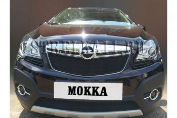 3 899 р. Защита радиатора (верх) Стрелка11 Стандарт Opel Mokka  дорестайлинг (2012-2016) (черная)  с доставкой в г. Тольятти. Увеличить фотографию 2