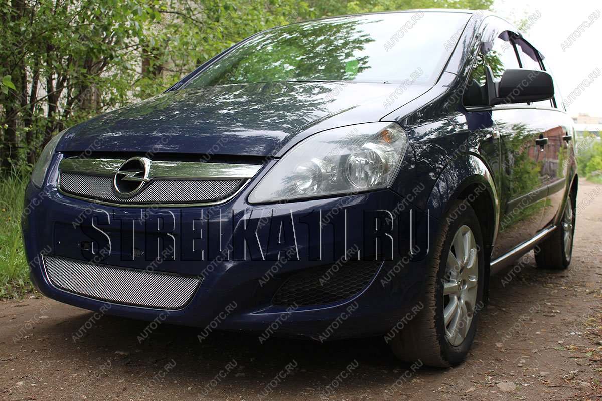 3 599 р. Защита радиатора (верх) Стрелка11 Стандарт Opel Zafira В рестайлинг (2007-2015) (черная)  с доставкой в г. Тольятти