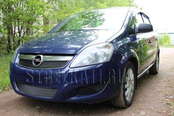 3 599 р. Защита радиатора (верх) Стрелка11 Стандарт Opel Zafira В рестайлинг (2007-2015) (черная)  с доставкой в г. Тольятти. Увеличить фотографию 3