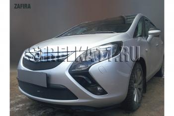 2 899 р. Защита радиатора (верх) Стрелка11 Стандарт Opel Zafira С дорестайлинг (2011-2016) (черная)  с доставкой в г. Тольятти. Увеличить фотографию 2