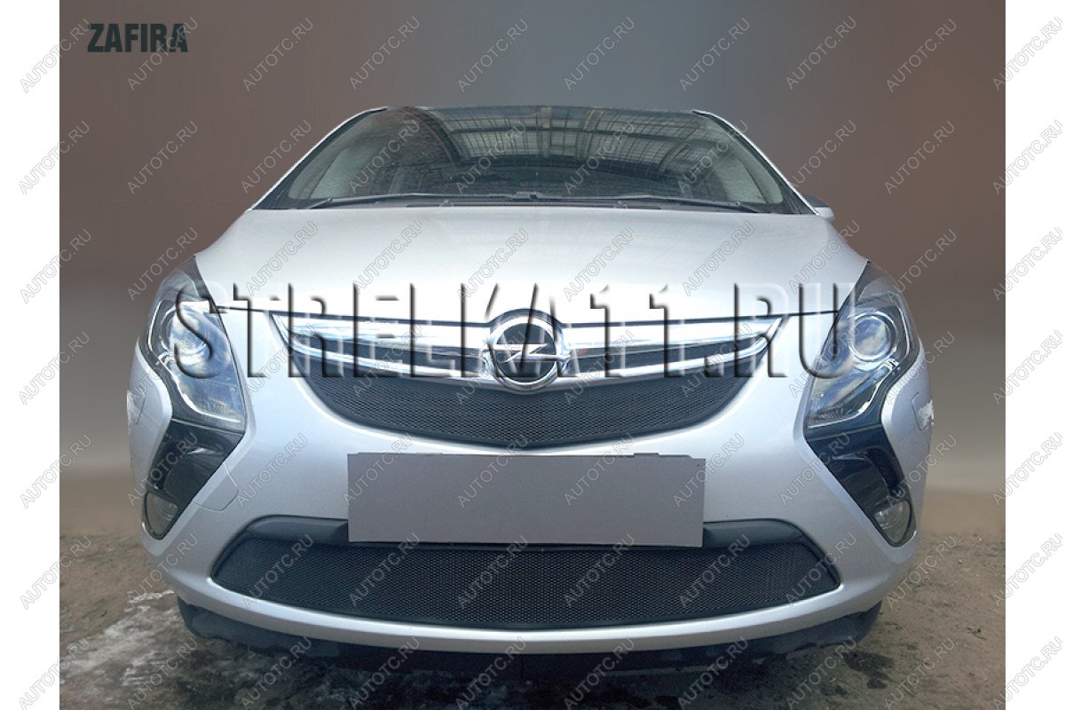 3 279 р. Защита радиатора (низ) Стрелка11 Стандарт Opel Zafira С дорестайлинг (2011-2016) (черная)  с доставкой в г. Тольятти