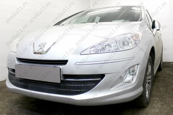 4 399 р. Защита радиатора (3 части) Стрелка11 Стандарт Peugeot 408  дорестайлинг (2010-2017) (черная)  с доставкой в г. Тольятти. Увеличить фотографию 2