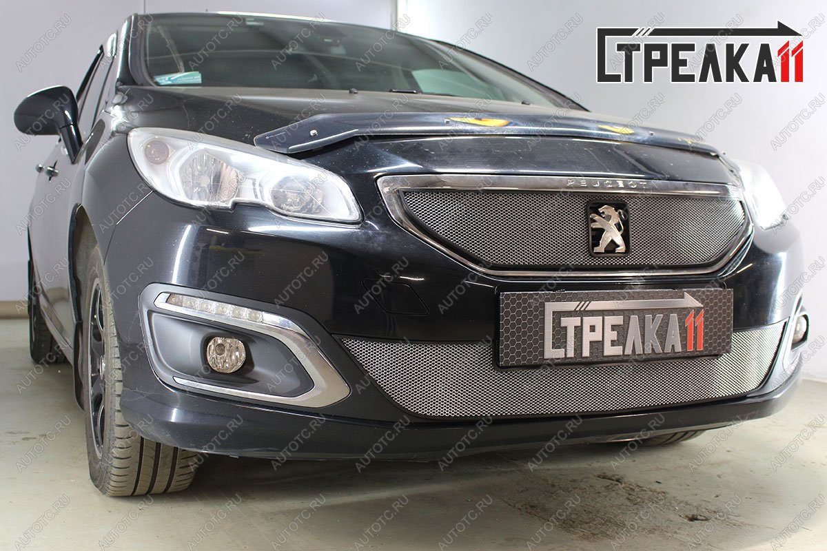 4 089 р. Защита радиатора (низ) Стрелка11 Стандарт Peugeot 408 рестайлинг (2015-2022) (черная)  с доставкой в г. Тольятти