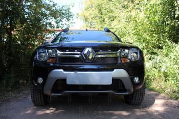 3 099 р. Защита радиатора (верх) Стрелка11 Стандарт Renault Duster HS рестайлинг (2015-2021) (черная)  с доставкой в г. Тольятти. Увеличить фотографию 3