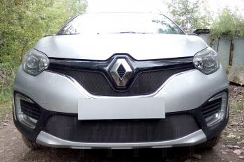 3 899 р. Защита радиатора (верх) Стрелка11 Стандарт Renault Kaptur дорестайлинг (2016-2020) (черная)  с доставкой в г. Тольятти. Увеличить фотографию 2