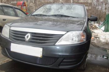 3 399 р. Защита радиатора Стрелка11 Стандарт Renault Logan 1 рестайлинг (2010-2016) (черная)  с доставкой в г. Тольятти. Увеличить фотографию 2