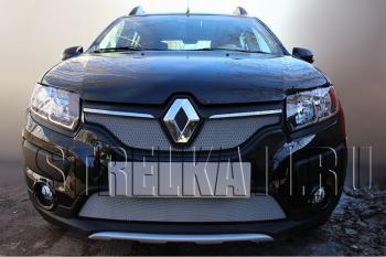 Защита радиатора Стрелка11 Стандарт Renault Sandero (B8) дорестайлинг (2014-2018)  (хром)