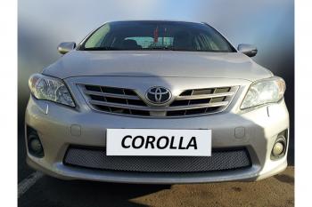 3 589 р.  Защита радиатора Стрелка11 Стандарт Toyota Corolla E140 седан рестайлинг (2009-2013) (черная)  с доставкой в г. Тольятти. Увеличить фотографию 2