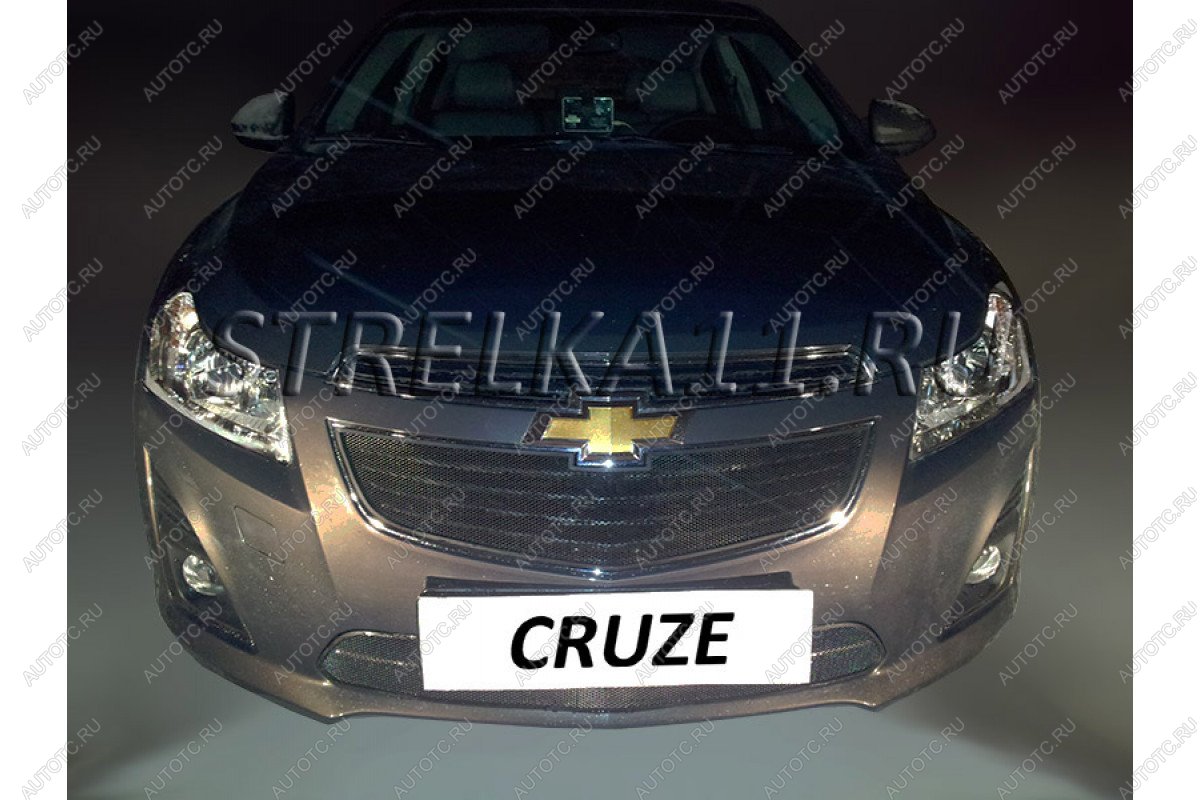 969 р. Зимняя заглушка решетки радиатора (низ) Стрелка11 Chevrolet Cruze J308 универсал рестайлинг (2012-2015) (черная)  с доставкой в г. Тольятти