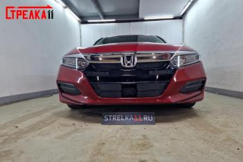 1 459 р. Зимняя заглушка решетки радиатора (низ 4 части) Стрелка11 Honda Accord 10 CV (2019-2022) (черная)  с доставкой в г. Тольятти. Увеличить фотографию 2