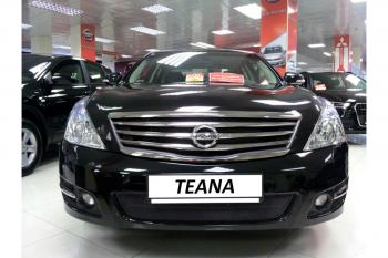 969 р. Зимняя заглушка решетки радиатора Стрелка11 Nissan Teana 2 J32 рестайлинг (2011-2014) (черная)  с доставкой в г. Тольятти. Увеличить фотографию 2