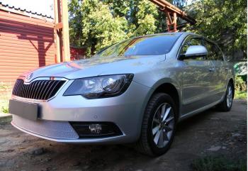 5 399 р. Защита радиатора Стрелка11 PREMIUM Skoda Superb B6 (3T5) универсал рестайлинг (2013-2015) (хром)  с доставкой в г. Тольятти. Увеличить фотографию 2