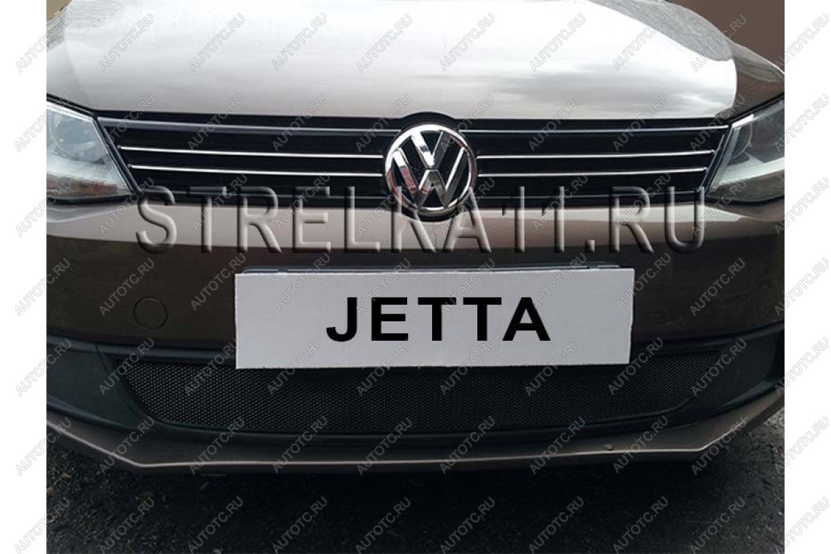 4 649 р. Защита радиатора Стрелка11 PREMIUM Volkswagen Jetta A6 седан дорестайлинг (2011-2015) (черная)  с доставкой в г. Тольятти