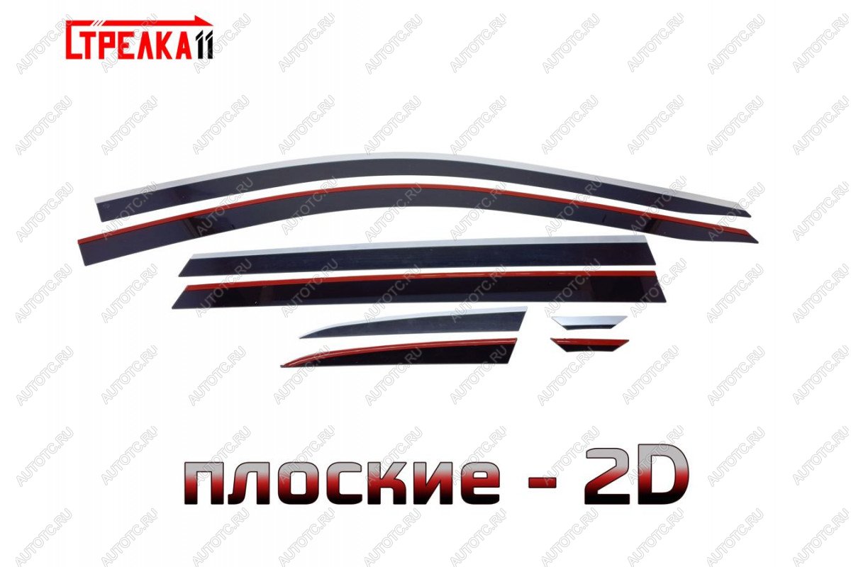 8 949 р. Дефлекторы окон 2D с хром накладками Стрелка11 Jetta VS7 (2019-2025) (черные)  с доставкой в г. Тольятти