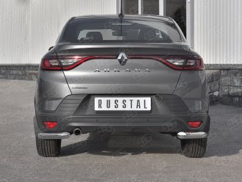 Защита заднего бампера (Ø63 мм уголки, нержавейка) SLITKOFF Renault Arkana (2019-2025)