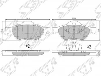 Колодки тормозные SAT (передние) Renault Clio BR дорестайлинг, хэтчбэк 5 дв. (2005-2009)