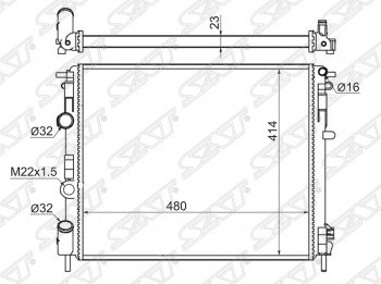 Радиатор двигателя SAT (LOGAN 1.4 / 1.6, KANGOO 1.2 / 1.6 / 1.9D, CLIO 1.0 / 1.2 / 1.4 / 1.6 / 1.9D) Renault Logan 1 дорестайлинг (2004-2010)