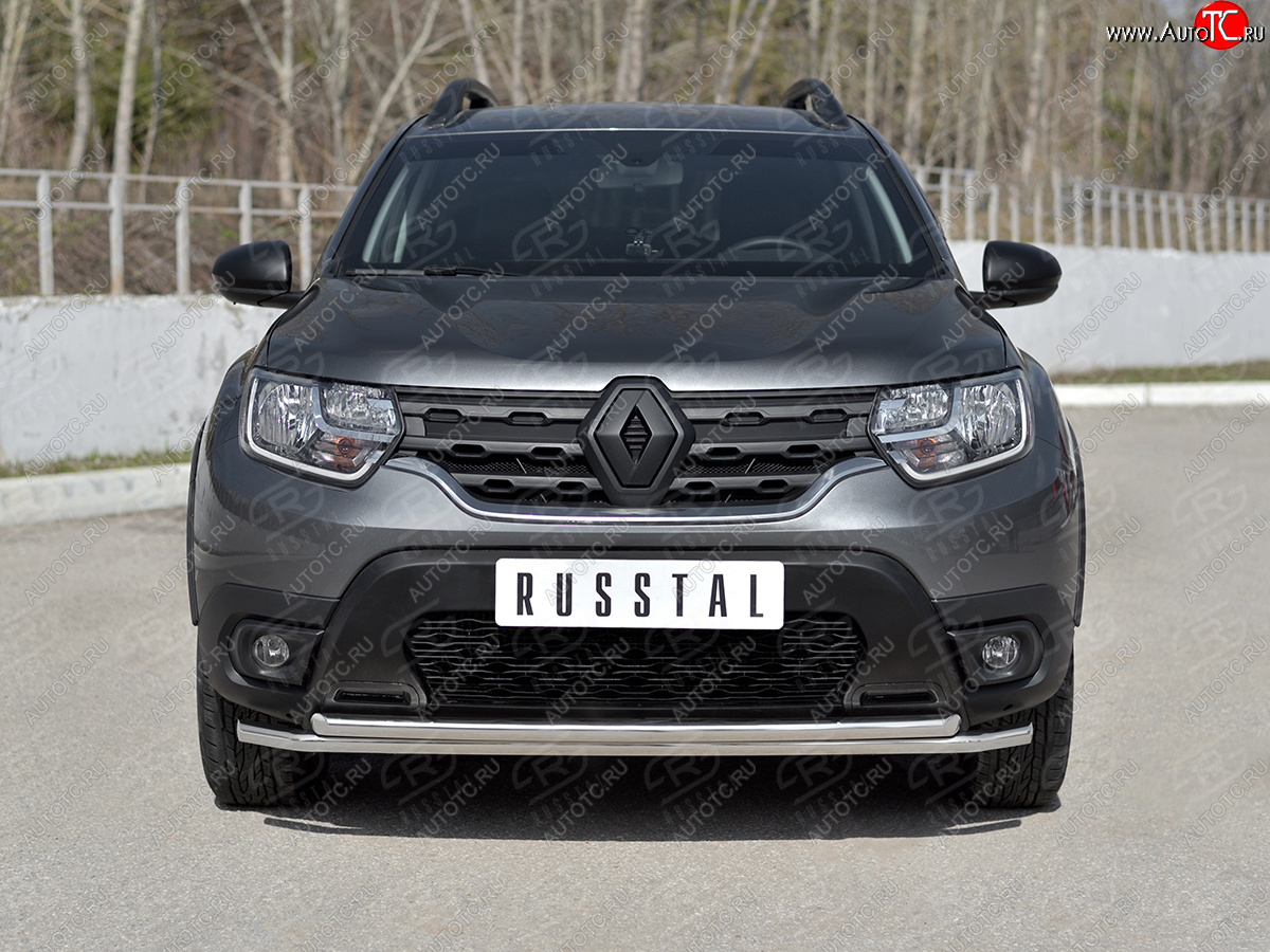 15 999 р. Защита переднего бампера (2 трубы Ø42 мм, нержавейка) SLITKOFF Renault Duster HM рестайлинг (2021-2024)  с доставкой в г. Тольятти