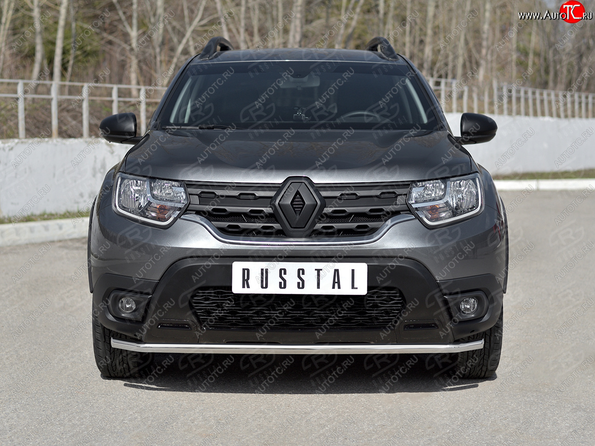 11 749 р. Защита переднего бампера (Ø42 мм, нержавейка) SLITKOFF Renault Duster HM рестайлинг (2021-2024)  с доставкой в г. Тольятти