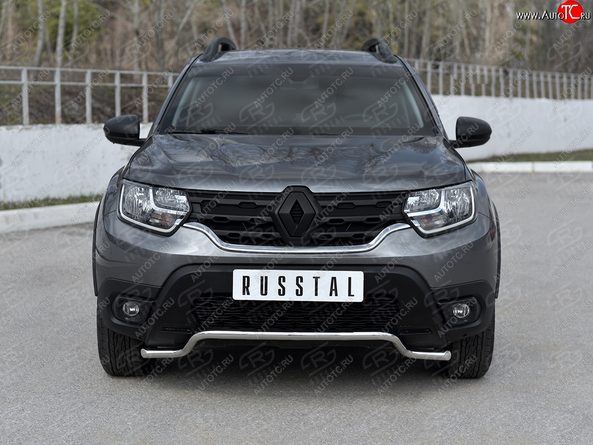 11 749 р. Защита переднего бампера (Ø42 мм волна, нержавейка) SLITKOFF Renault Duster HM рестайлинг (2021-2024)  с доставкой в г. Тольятти