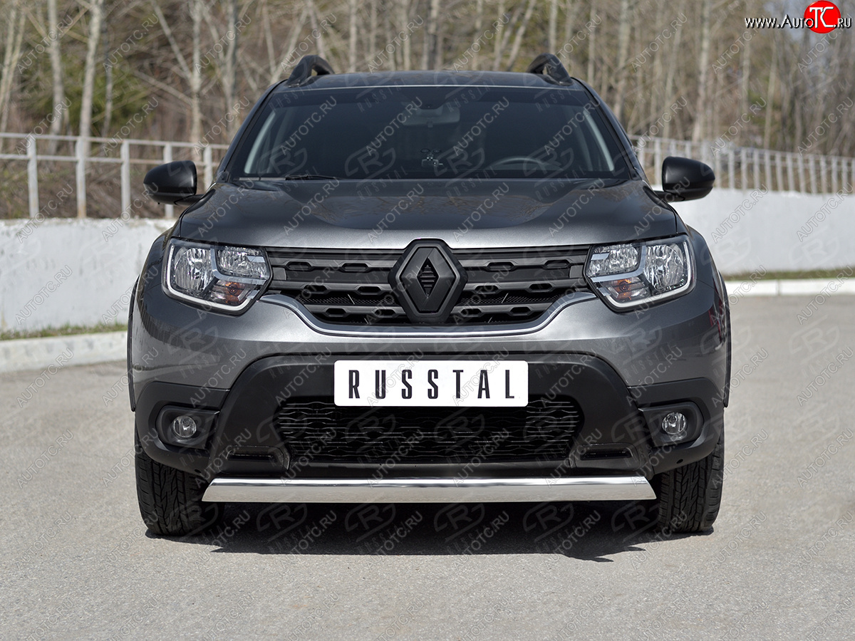 14 599 р. Защита переднего бампера (Ø75х42 мм, нержавейка) Russtal Renault Duster HM рестайлинг (2021-2024)  с доставкой в г. Тольятти