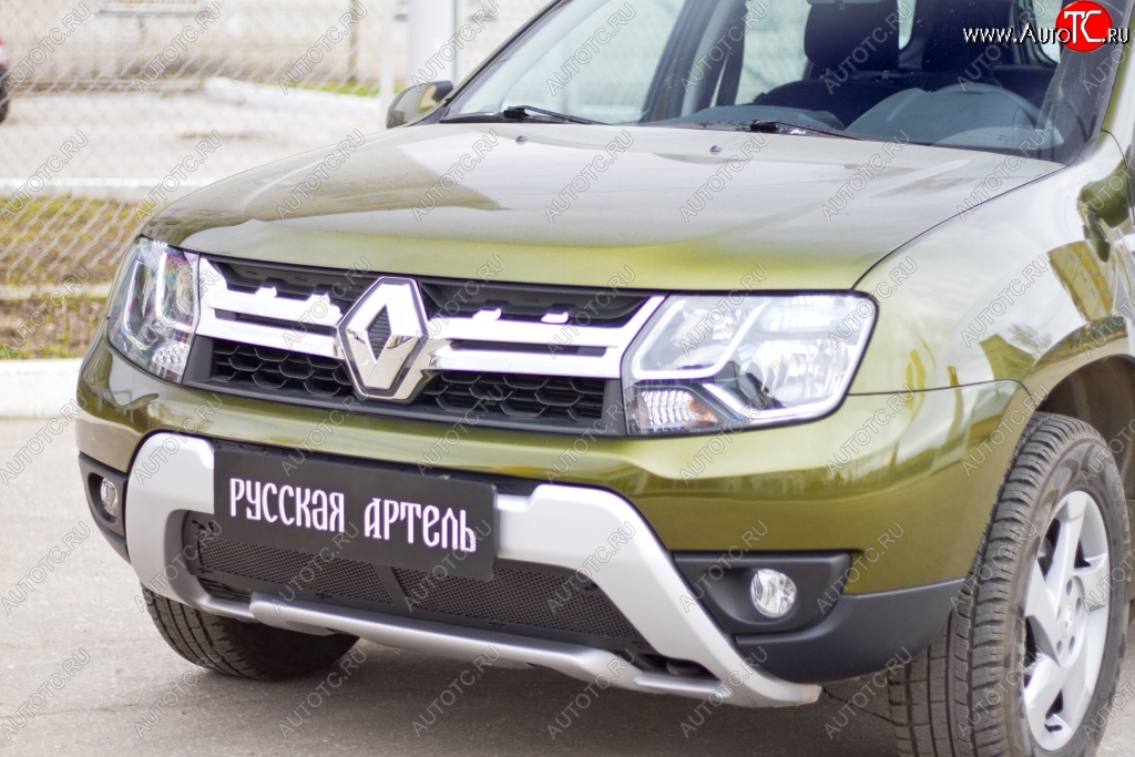 2 299 р. Защитная сетка решетки переднего бампера РА Renault Duster HS рестайлинг (2015-2021)  с доставкой в г. Тольятти