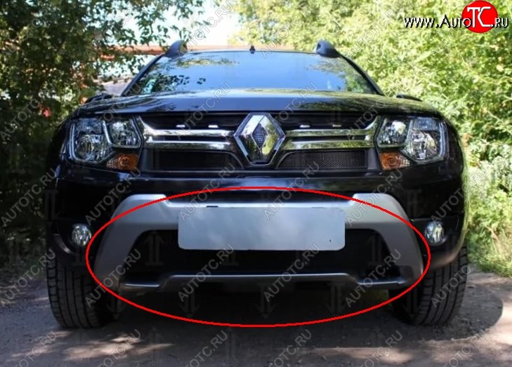 1 469 р. Нижняя защитная сетка на бампер Russtal (черная)  Renault Duster  HS (2015-2021) рестайлинг  с доставкой в г. Тольятти