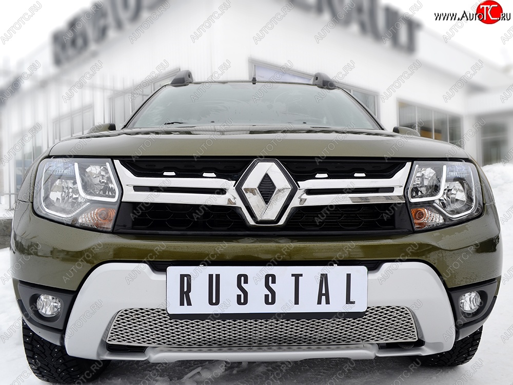 5 999 р. Защитная решётка в воздуховод бампера Russtal (нержавейка) Renault Duster HS рестайлинг (2015-2021)  с доставкой в г. Тольятти