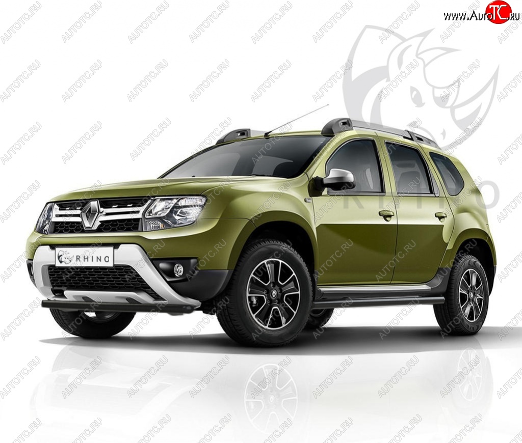 8 449 р. Защита переднего бампера (Ø63 мм, окрашенная) SLITKOFF Renault Duster HS рестайлинг (2015-2021) (черный)  с доставкой в г. Тольятти