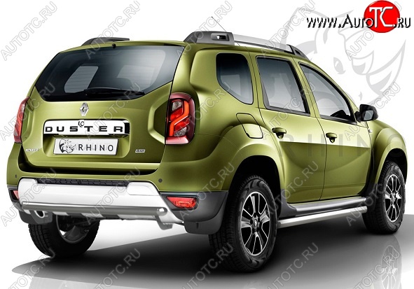 18 299 р. Защита заднего бампера (Ø63 мм, нержавейка) SLITKOFF Renault Duster HS рестайлинг (2015-2021)  с доставкой в г. Тольятти