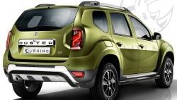 Защита заднего бампера (Ø63 мм волна под машину, нержавейка) SLITKOFF Renault Duster HS рестайлинг (2015-2021) ()