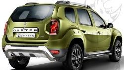 Защита заднего бампера (Ø63 мм волна под машину, нержавейка) SLITKOFF Renault (Рено) Duster (Дастер)  HS (2015-2021) HS рестайлинг