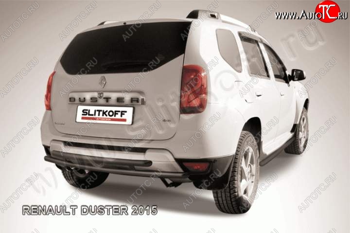 6 349 р. Защита задняя Slitkoff Renault Duster HS рестайлинг (2015-2021) (Цвет: серебристый)  с доставкой в г. Тольятти