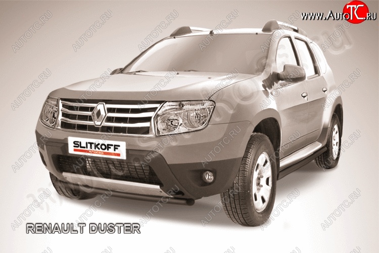 5 899 р. Защита переднего бампер Slitkoff Renault Duster HS дорестайлинг (2010-2015) (Цвет: серебристый)  с доставкой в г. Тольятти