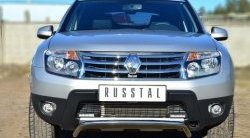 13 399 р. Защита переднего бампера (Ø42 мм, нержавейка, 4х4) SLITKOFF  Renault Duster  HS (2010-2015) дорестайлинг  с доставкой в г. Тольятти. Увеличить фотографию 1