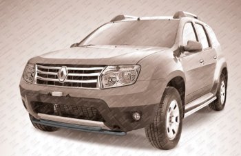 7 299 р. Защита переднего бампера Slitkoff (Ø 42+Ø 42, двойная).  Renault Duster  HS (2010-2015) дорестайлинг (Сталь с полимерным покрытием. Цвет: черный)  с доставкой в г. Тольятти. Увеличить фотографию 1