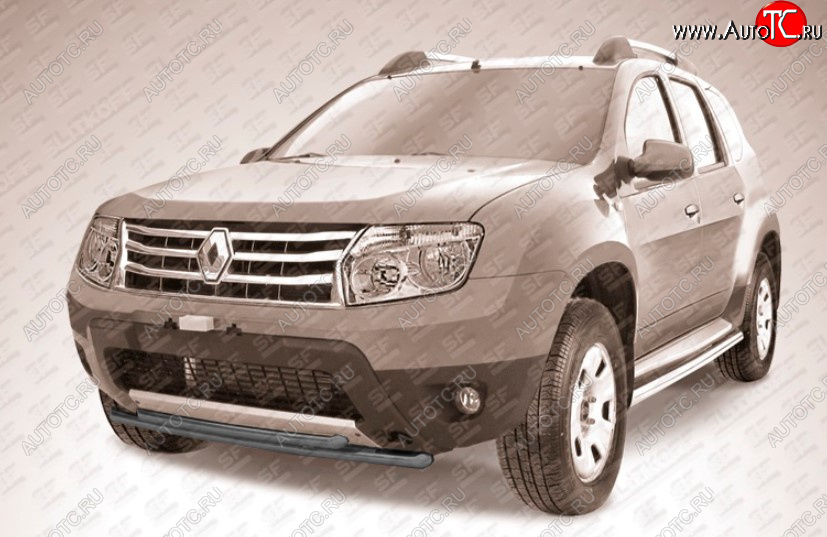 7 299 р. Защита переднего бампера Slitkoff (Ø 42+Ø 42, двойная).  Renault Duster  HS (2010-2015) дорестайлинг (Сталь с полимерным покрытием. Цвет: черный)  с доставкой в г. Тольятти