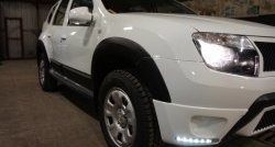 3 299 р. Накладки на боковые части переднего бампера с LED ДХО Drive Renault Duster HS дорестайлинг (2010-2015) (Неокрашенная)  с доставкой в г. Тольятти. Увеличить фотографию 2