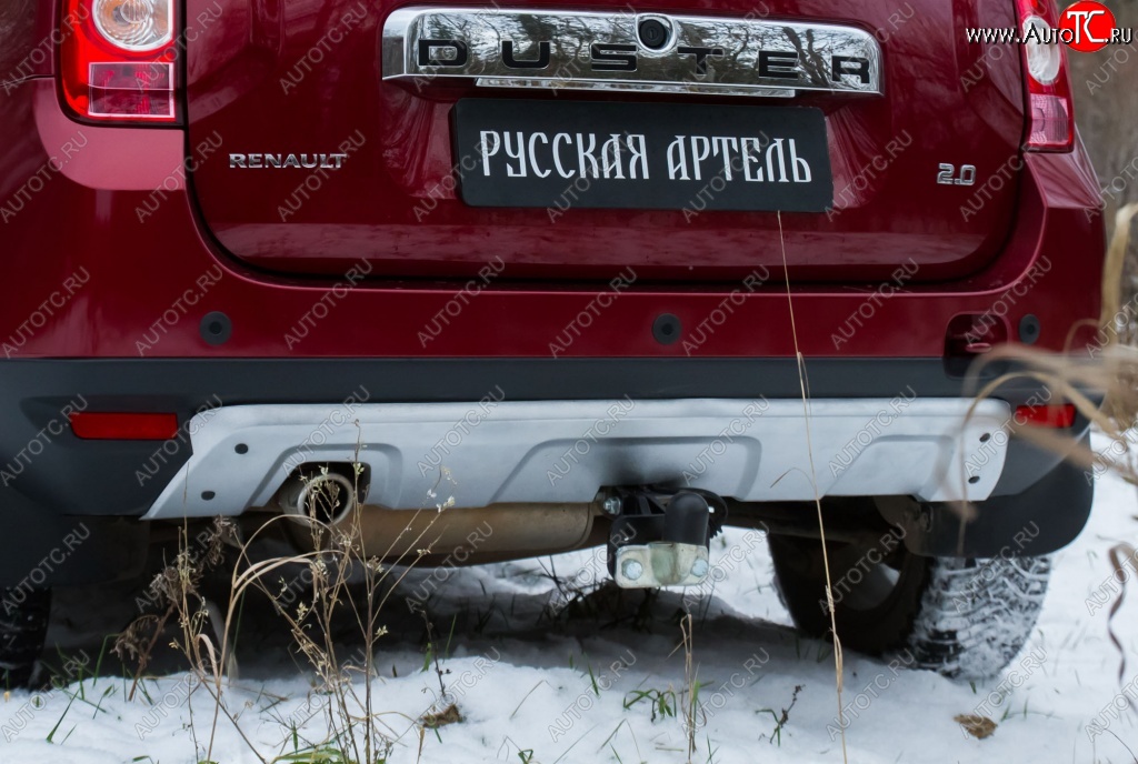 4 999 р. Накладка на задний бампер RA Renault Duster HS дорестайлинг (2010-2015) (Поверхность шагрень (серый металлик))  с доставкой в г. Тольятти