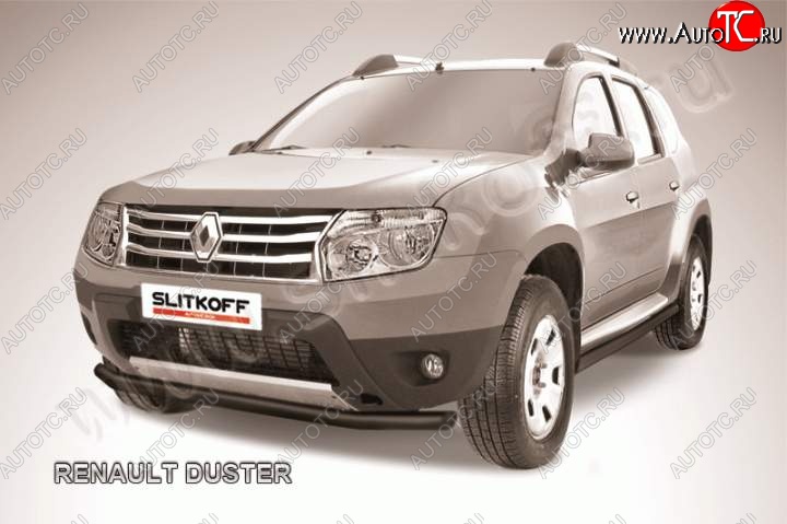 8 299 р. Защита переднего бампер Slitkoff Renault Duster HS дорестайлинг (2010-2015) (Цвет: серебристый)  с доставкой в г. Тольятти