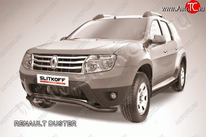 6 999 р. Защита переднего бампер Slitkoff Renault Duster HS дорестайлинг (2010-2015) (Цвет: серебристый)  с доставкой в г. Тольятти