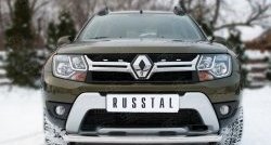 Одинарная защита переднего бампера диаметром 63 мм (рестайлинг) SLITKOFF Renault Duster HS рестайлинг (2015-2021)