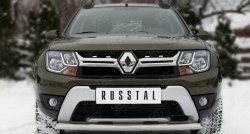 Защита переднего бампера (Ø75х42 мм, нержавейка) SLITKOFF Renault Duster HS рестайлинг (2015-2021)