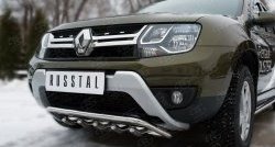 20 699 р. Защита переднего бампера (Ø42 мм с зубами, нержавейка) SLITKOFF Renault Duster HS дорестайлинг (2010-2015)  с доставкой в г. Тольятти. Увеличить фотографию 2